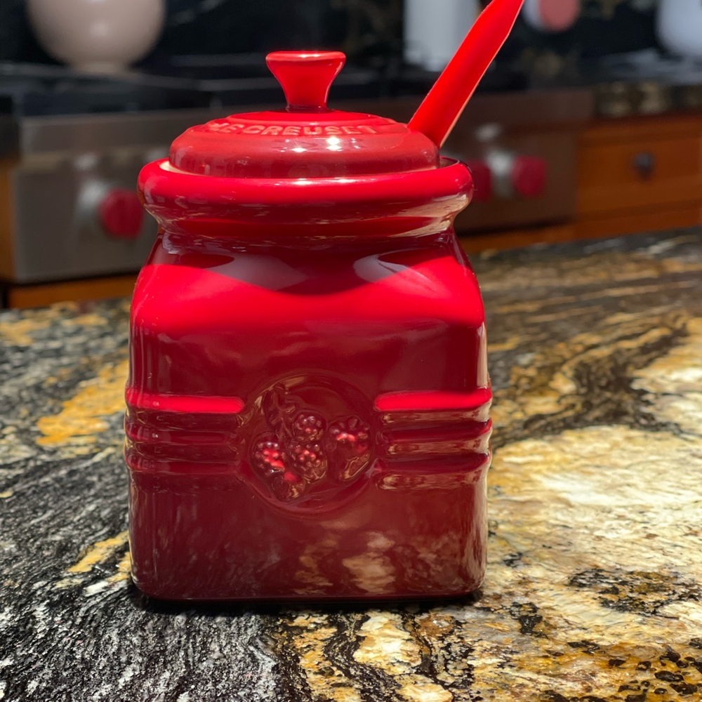 Le Creuset Red Stoneware Jam Jar
